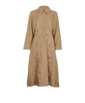 Fendi Flower Embroidered Belted Coat