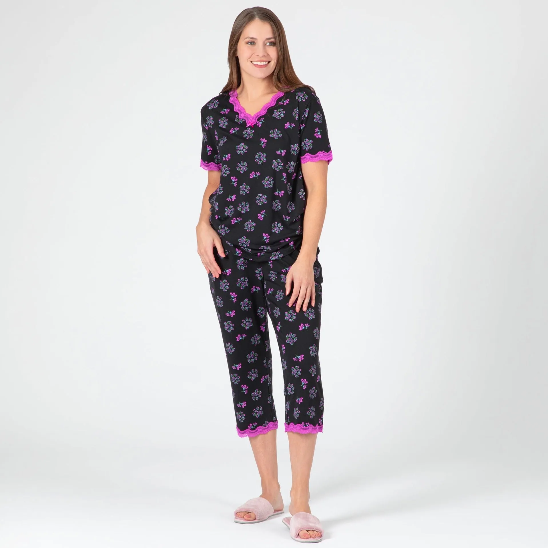 Flowers & Swirls Paw Prints Soft Touch Pajamas