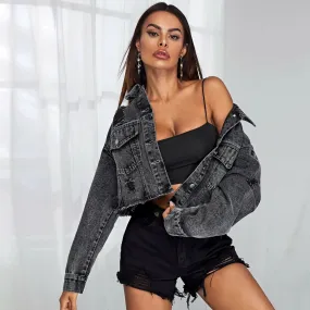 Frayed Denim Short Jacket