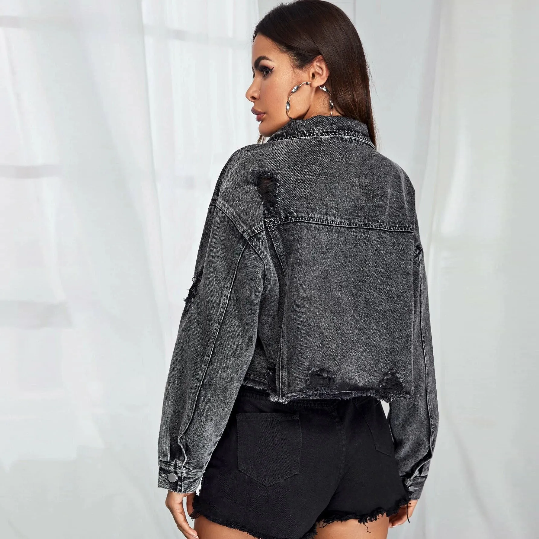 Frayed Denim Short Jacket