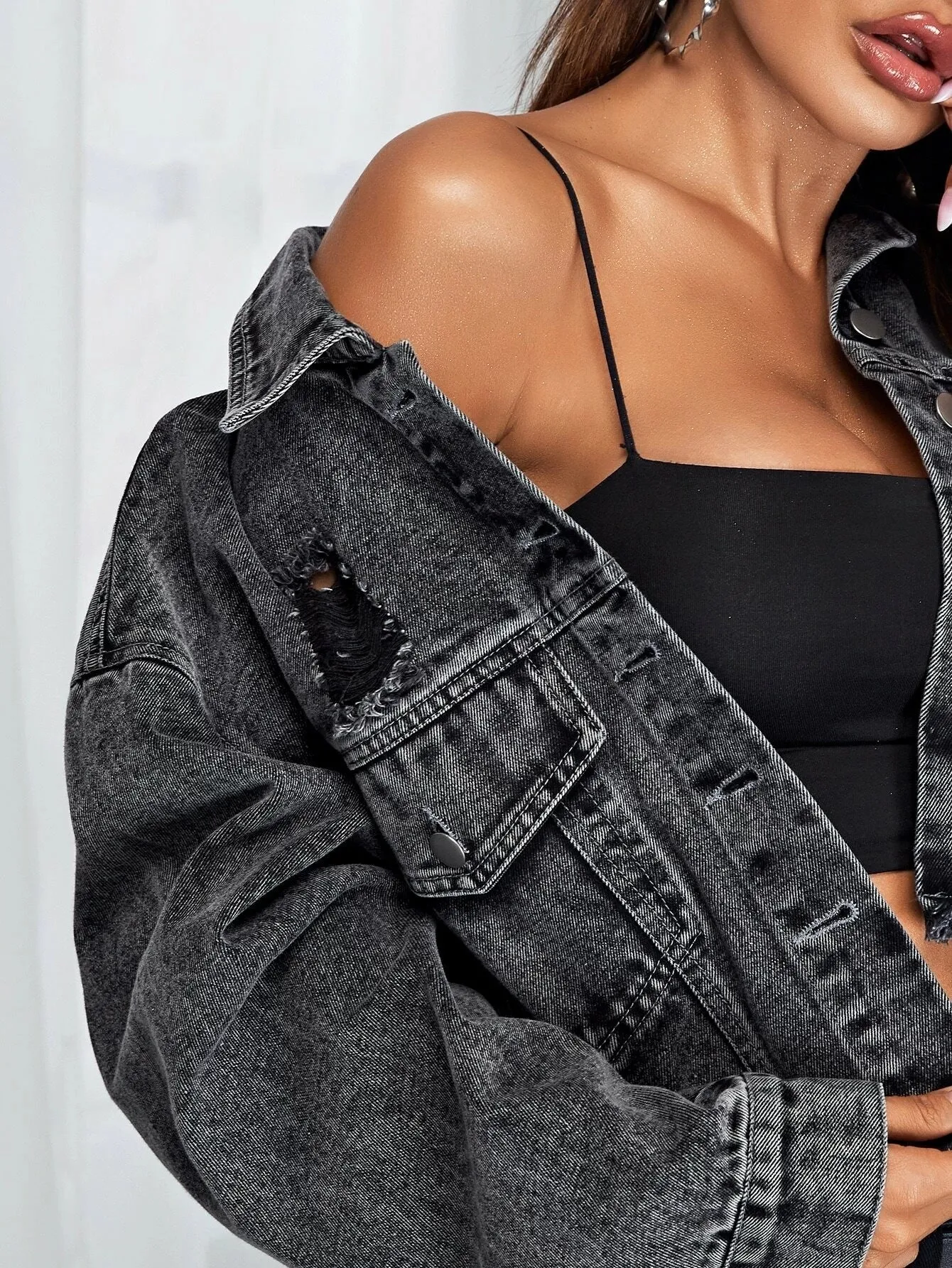 Frayed Denim Short Jacket