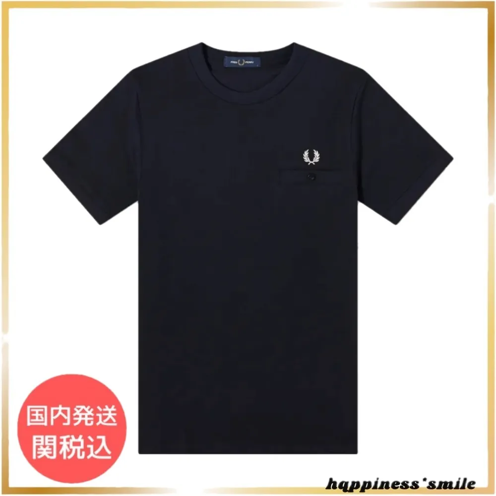 FRED PERRY  |Crew Neck Plain Cotton Short Sleeves Logo Crew Neck T-Shirts