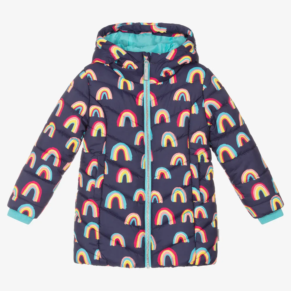 Girls Blue Hooded Puffer Coat