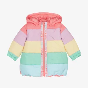 Girls Pink Colourblock Puffer Coat