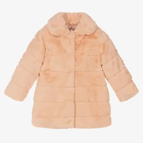 Girls Pink Faux Fur Coat