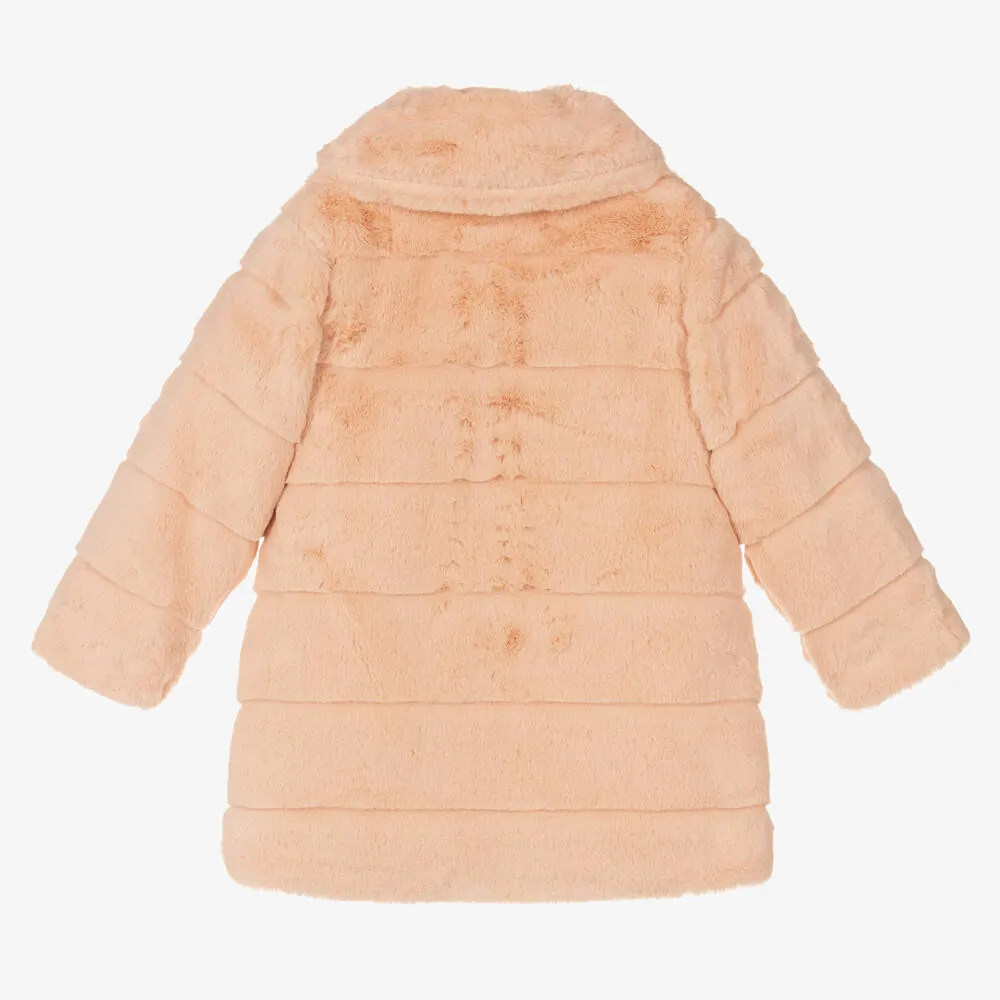 Girls Pink Faux Fur Coat