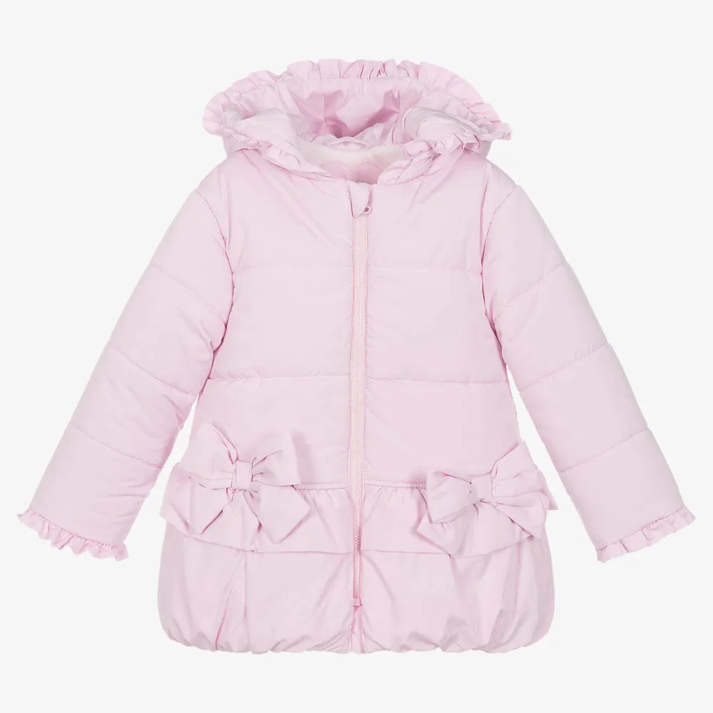 Girls Pink Hooded Puffer Coat