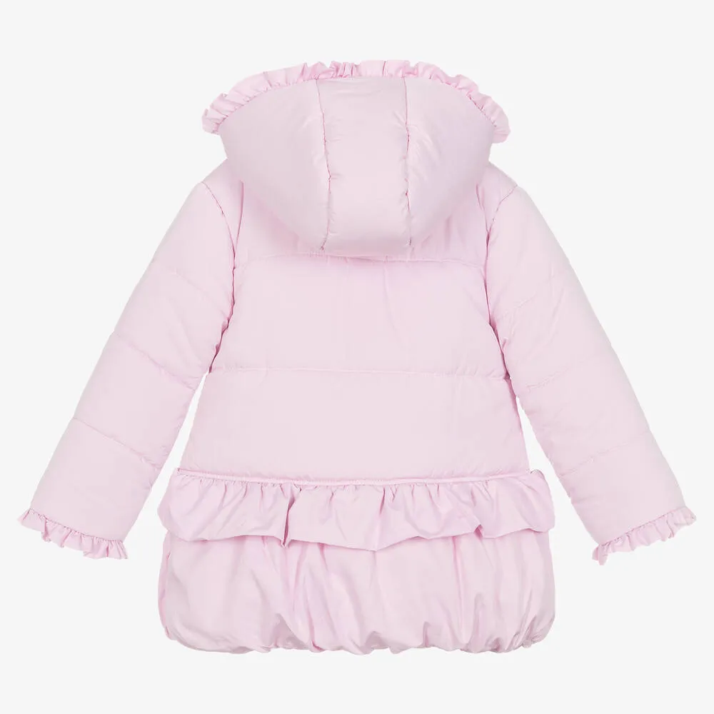 Girls Pink Hooded Puffer Coat