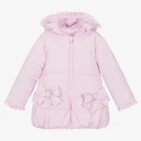 Girls Pink Hooded Puffer Coat