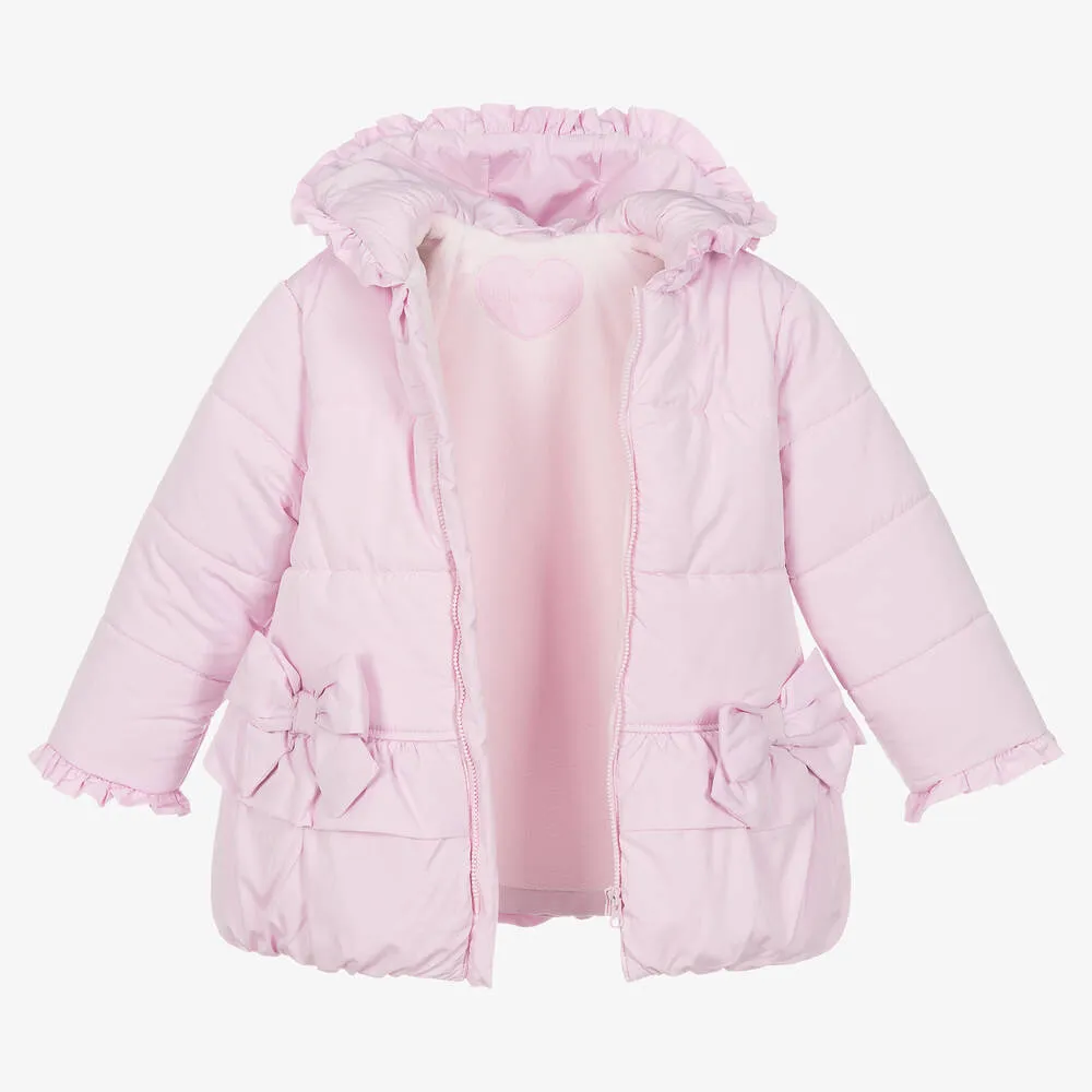 Girls Pink Hooded Puffer Coat