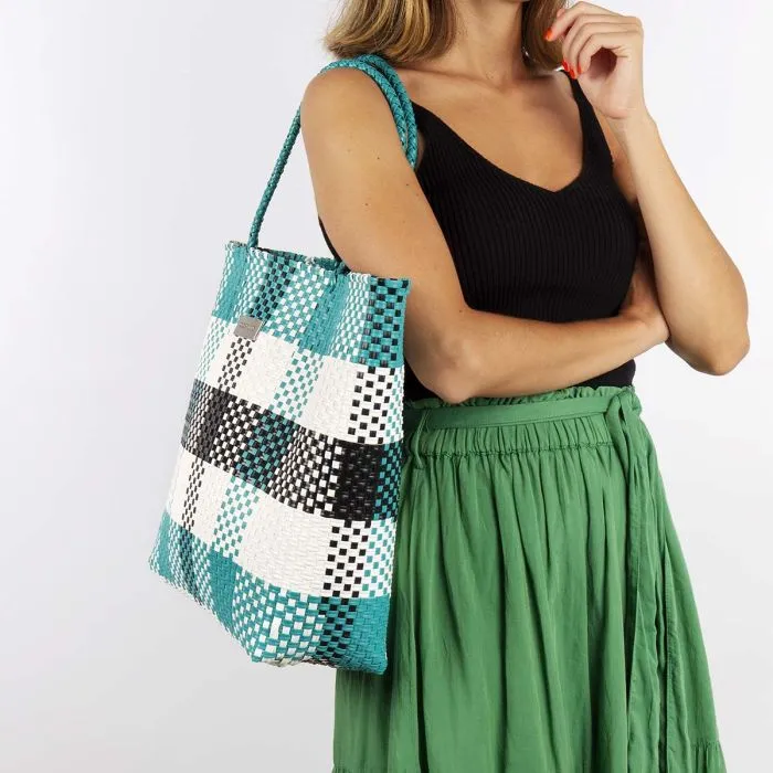 GREEN BRAIDED STRAW BAG FOR WOMAN POCOCI