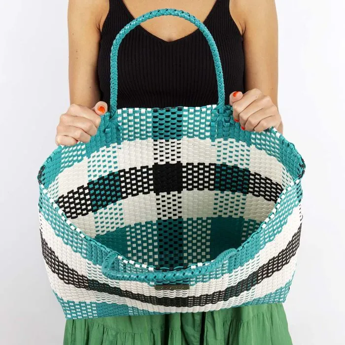 GREEN BRAIDED STRAW BAG FOR WOMAN POCOCI