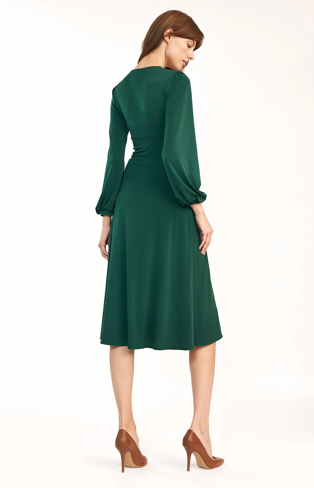 Green flared dress