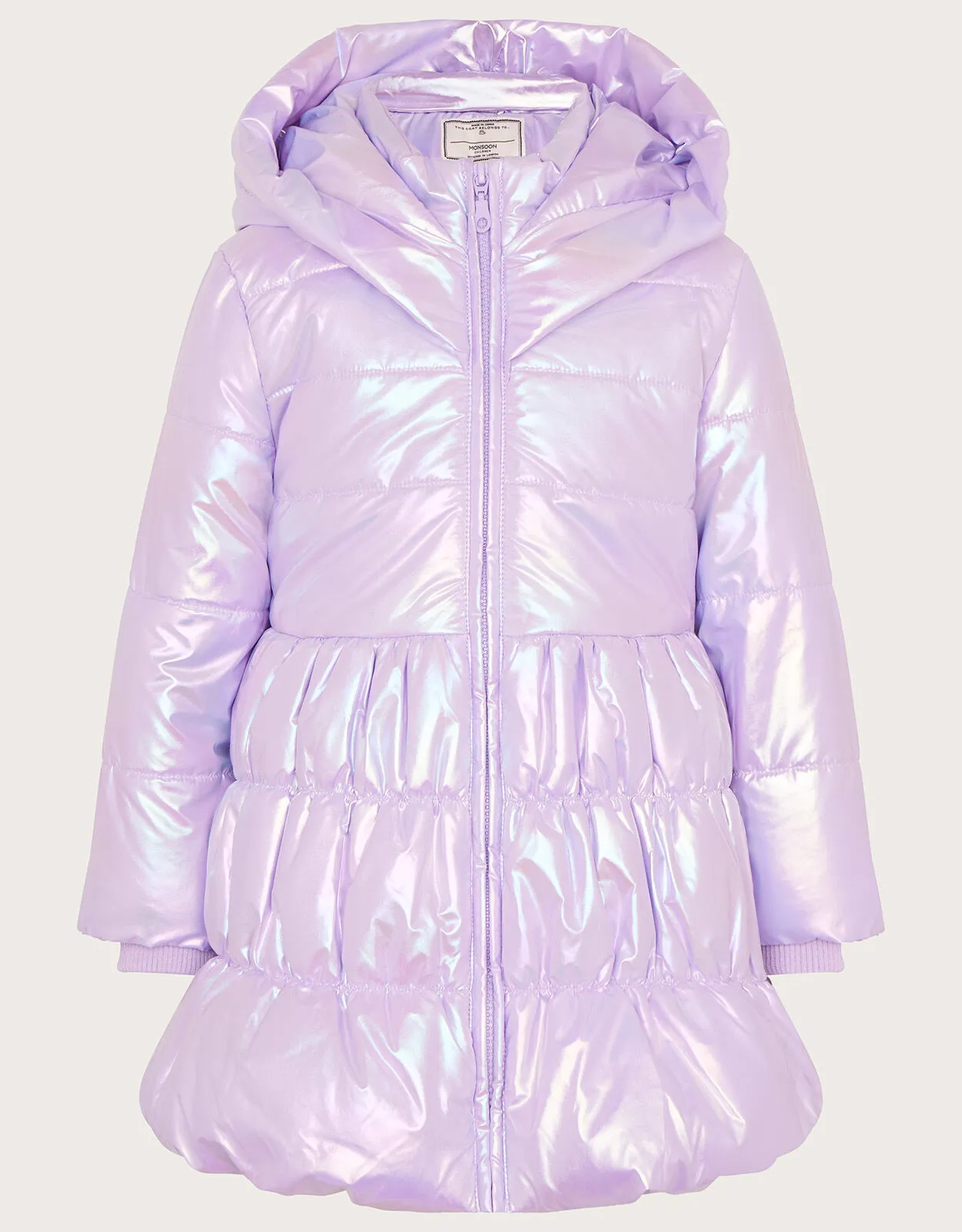 Hooded Metallic Puffer Coat Purple