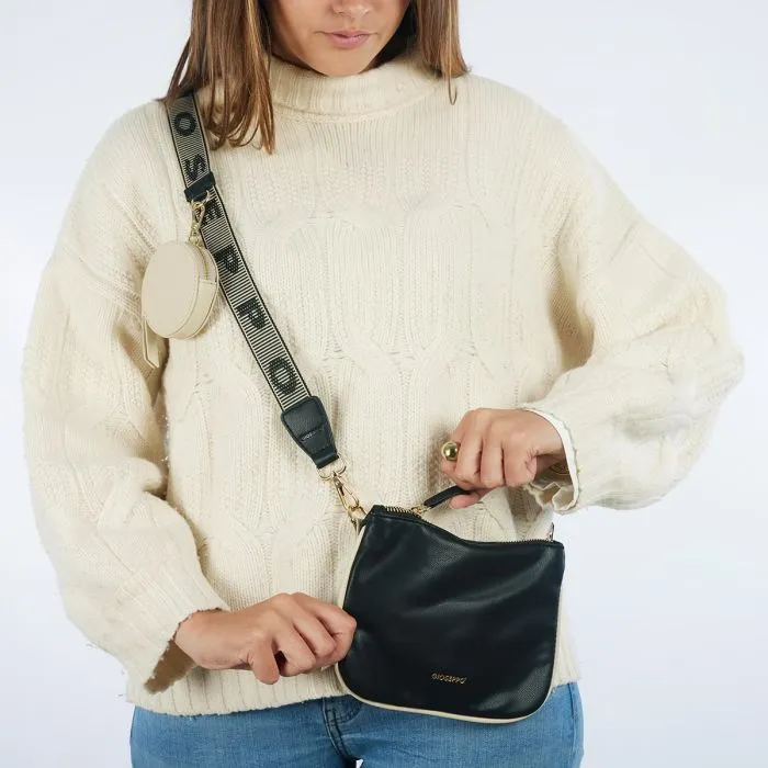 Idre black crossbody bag with cream details