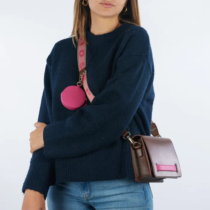 Jaren brown crossbody bag with pink details