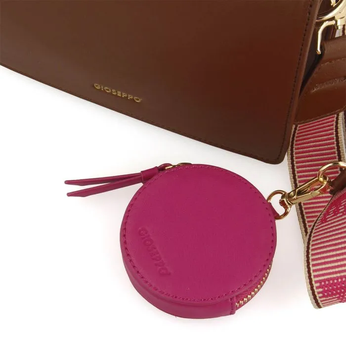 Jaren brown crossbody bag with pink details