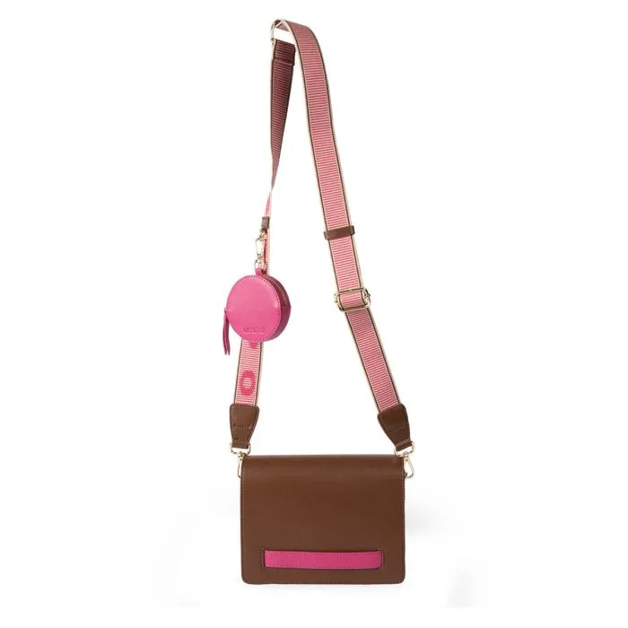 Jaren brown crossbody bag with pink details