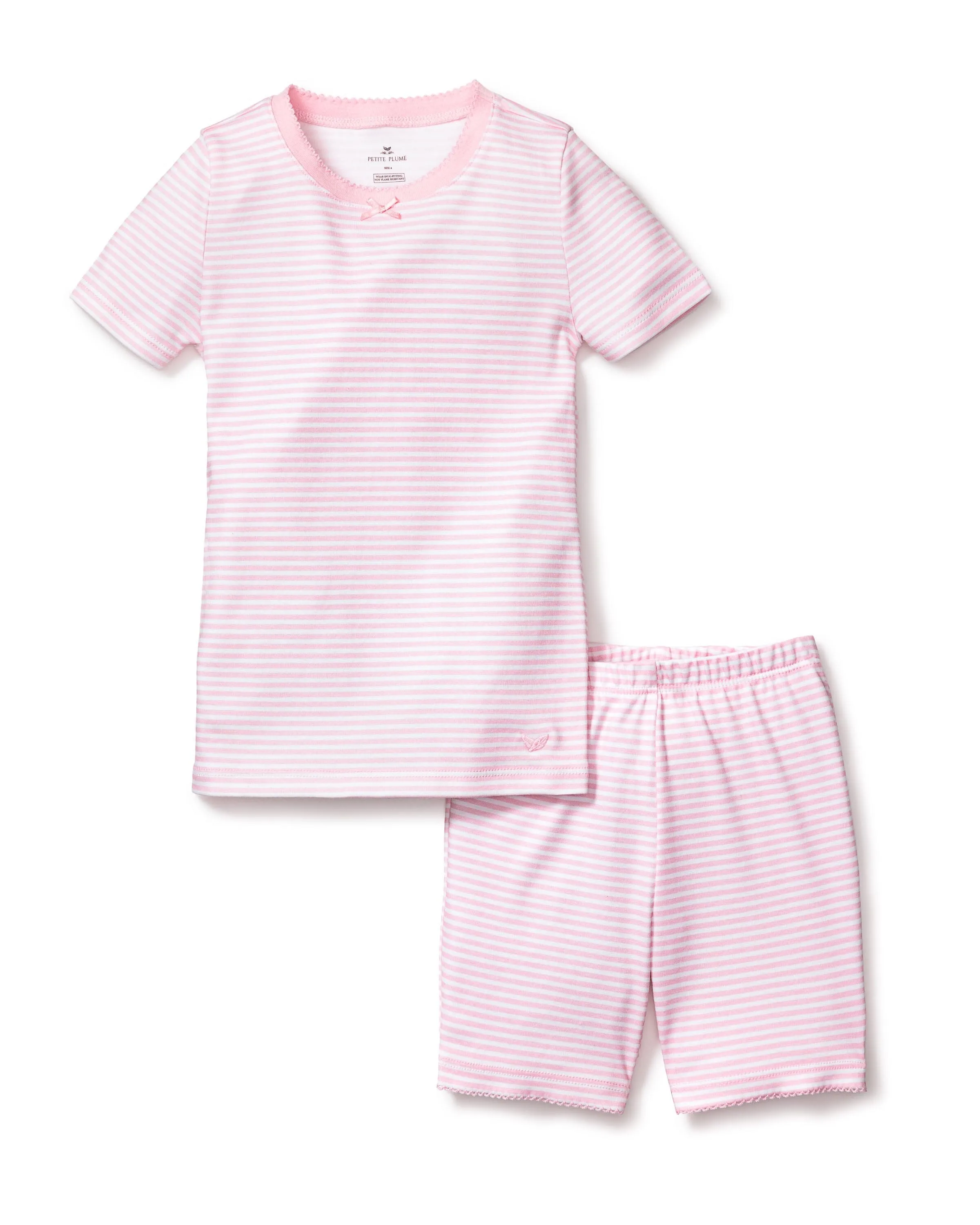 Kid's Pima Snug Fit Pajama Short Set | Pink Stripes