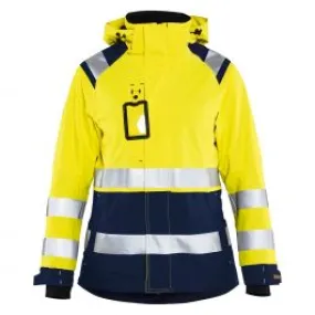 Ladies High Vis Shell Jacket 4904 High Vis Geel/Marineblauw - Blåkl&