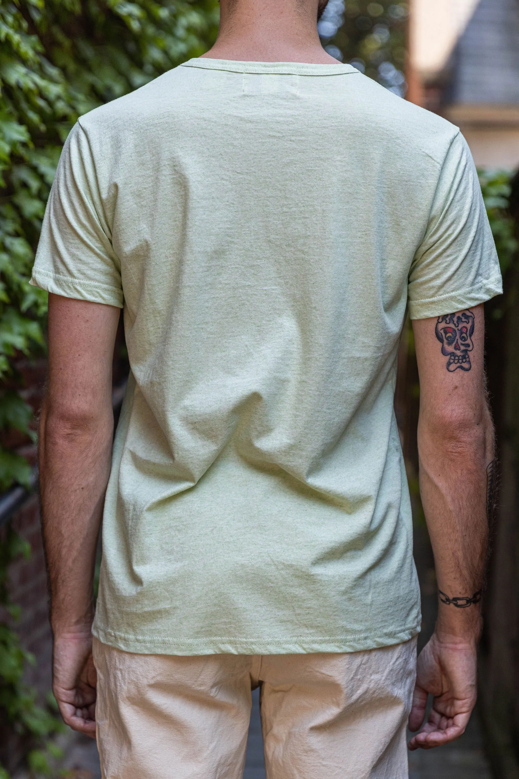 Left Field NYC Heather Crew Tee - Grass Stain