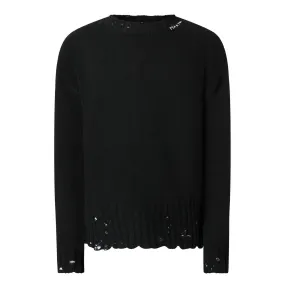 MARNI Logo Distressed Knitted Sweater - Black