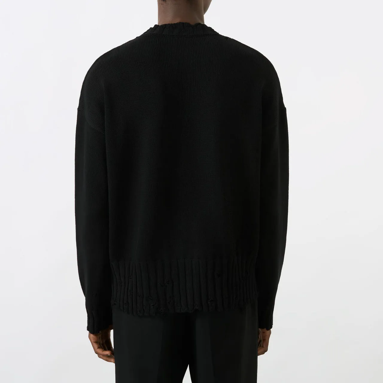 MARNI Logo Distressed Knitted Sweater - Black