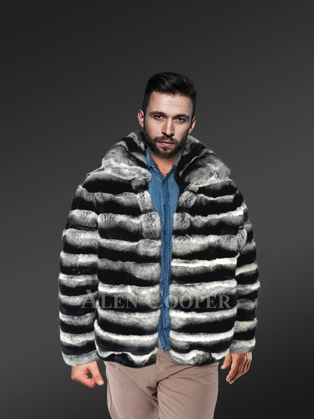 Men's Celebrity Style Real Chinchilla Jacket