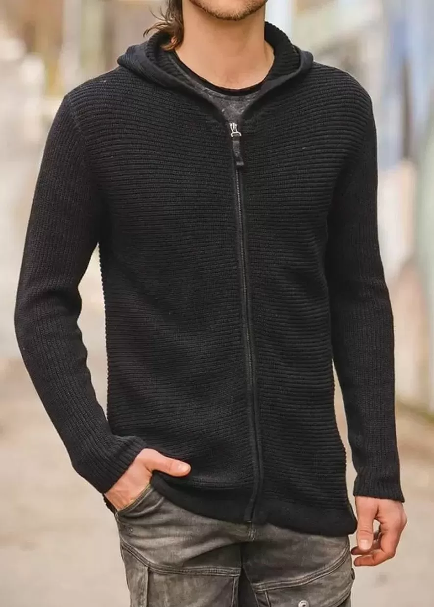 Mens Hemp and Cotton Knit Zip Hoodie