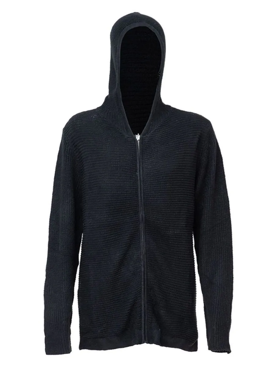 Mens Hemp and Cotton Knit Zip Hoodie