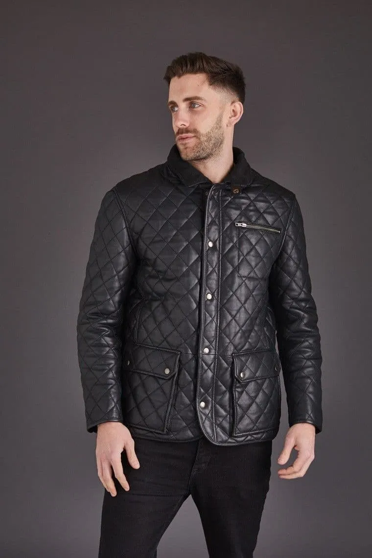 Men's Leather Coat Black :Mediolan