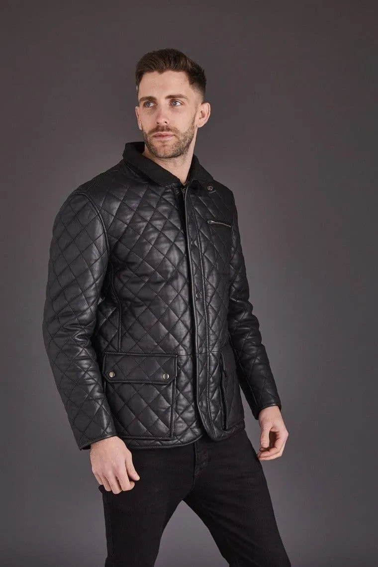 Men's Leather Coat Black :Mediolan