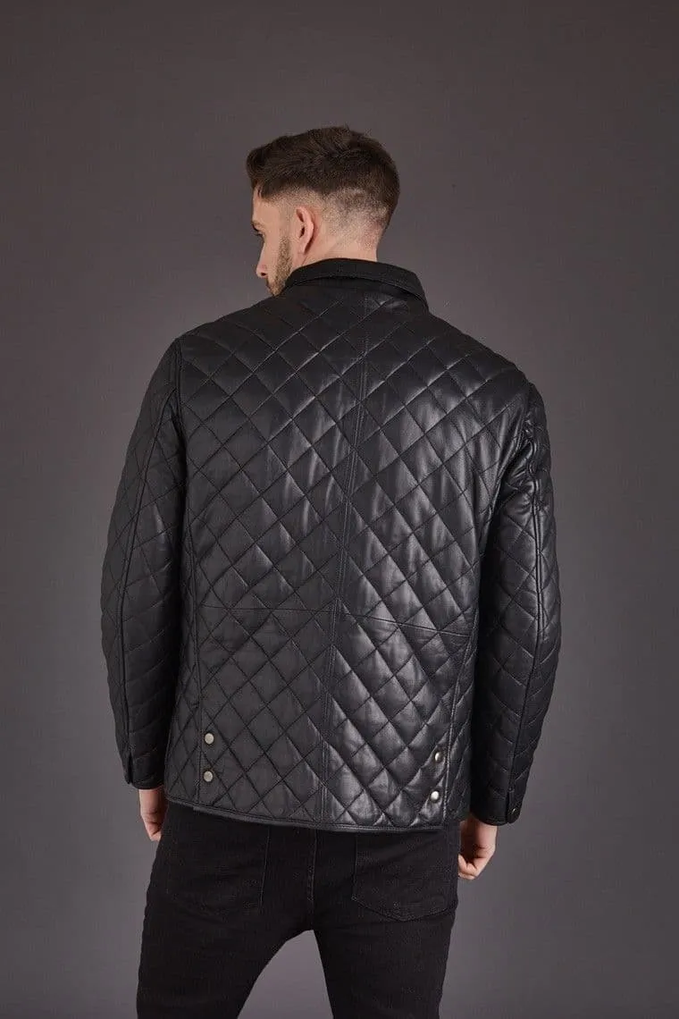 Men's Leather Coat Black :Mediolan