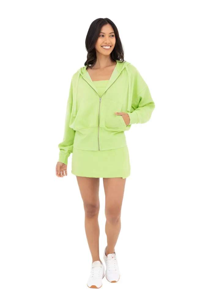 Mono B Fleece Hoodie Jacket KJ11571 Green Glow