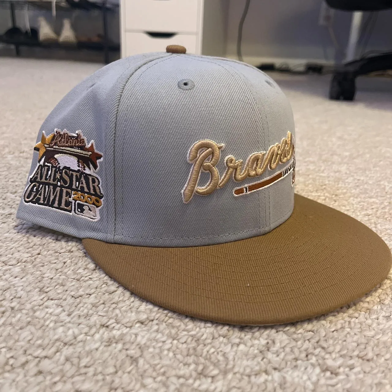 New Era Men's Grey and Brown Hat