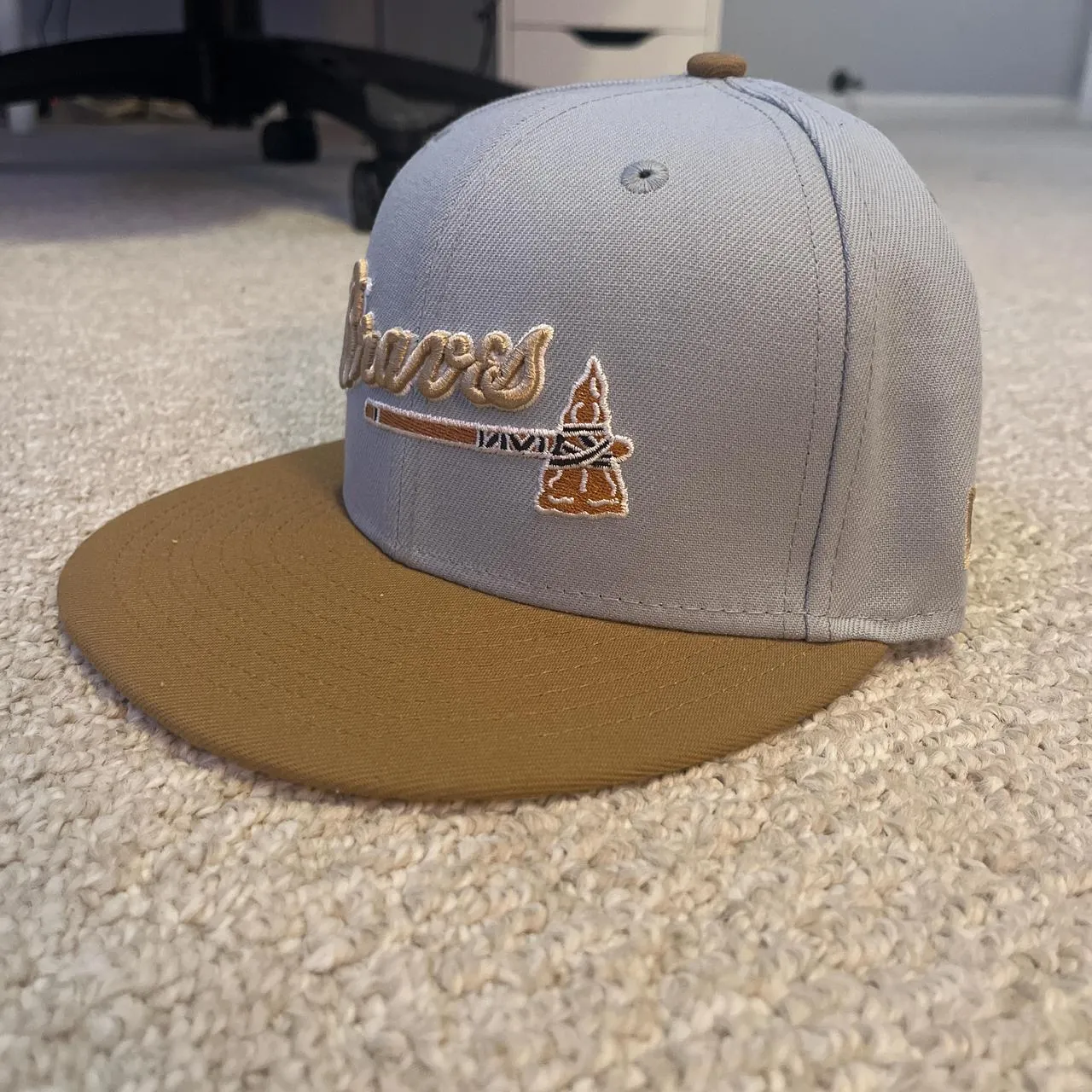 New Era Men's Grey and Brown Hat