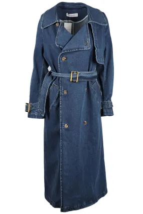 NOUR HAMMOUR BLUE DENIM TRENCH COAT FR 34 UK 6