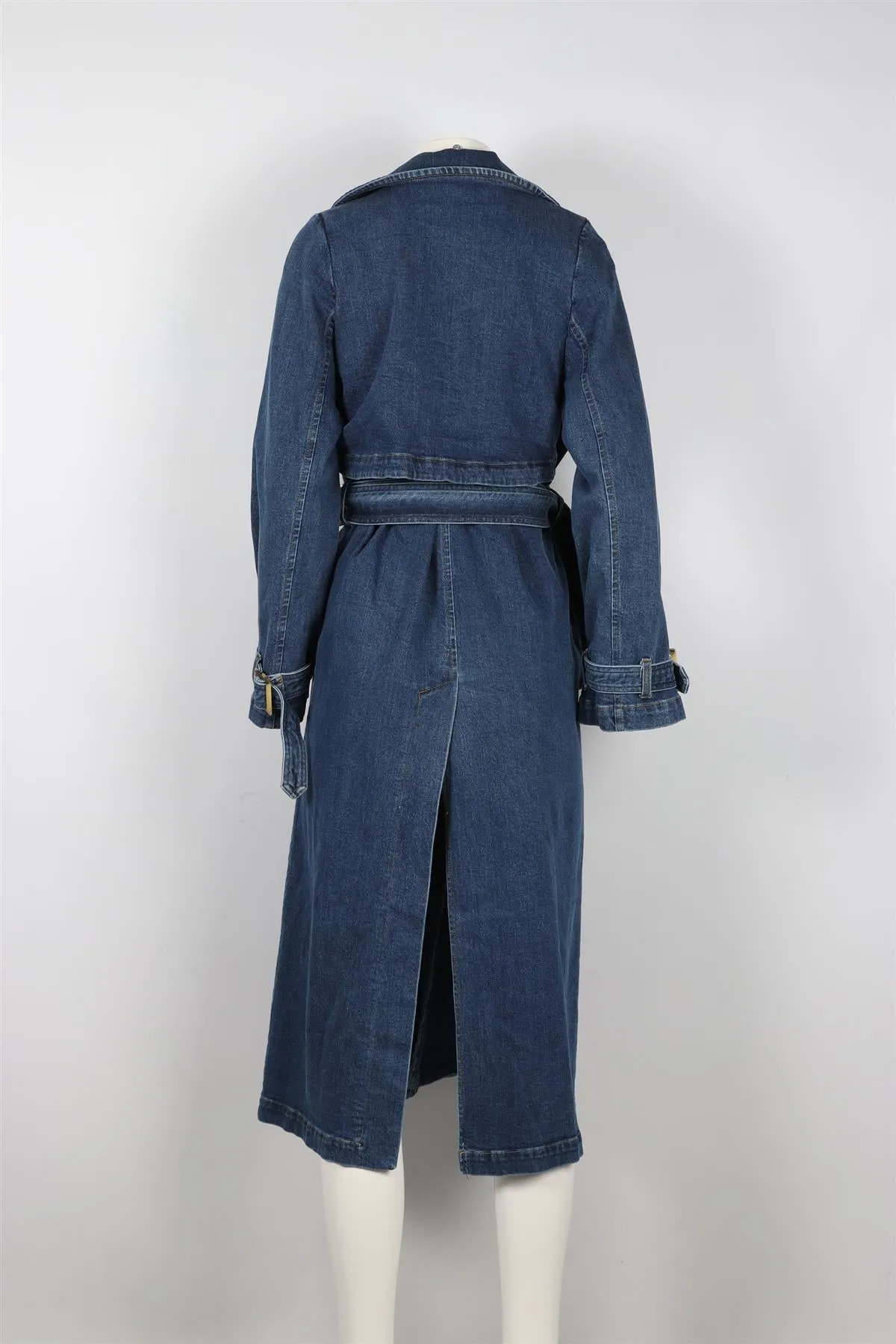 NOUR HAMMOUR BLUE DENIM TRENCH COAT FR 34 UK 6