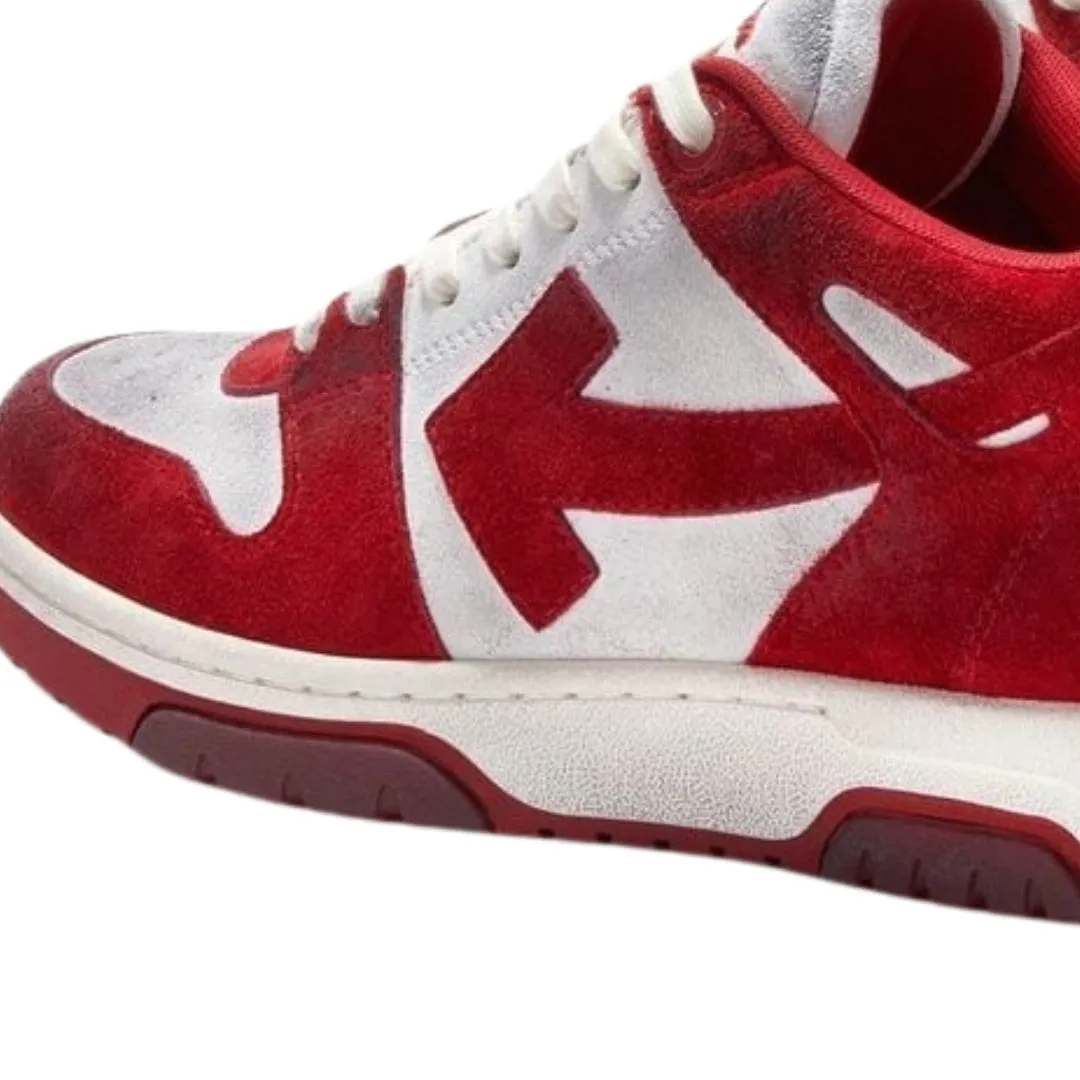 Off White Out Of Office Vintage Red Suede Leather Sneakers