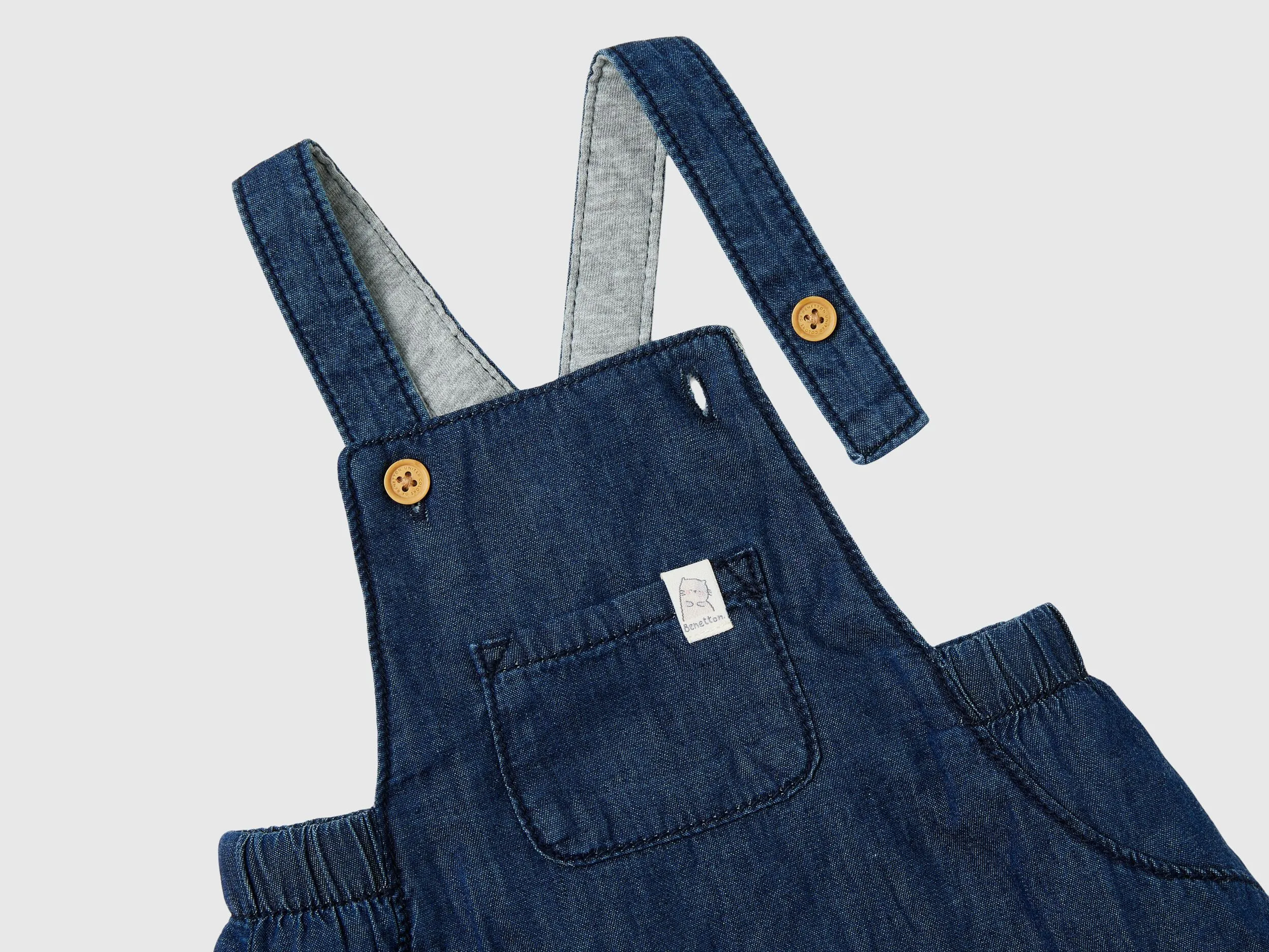 Skirt overalls in chambray - Blue | Benetton