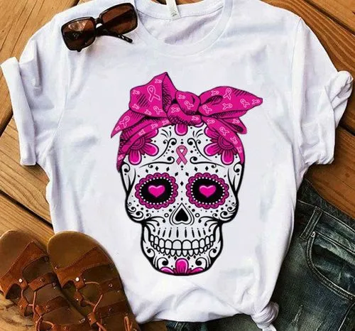 T-shirt Short Sleeve T-shirts Printing Vintage Style American Flag Bow Knot Skull