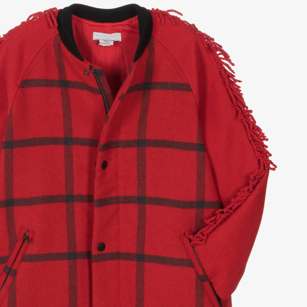 Teen Girls Red Check Coat