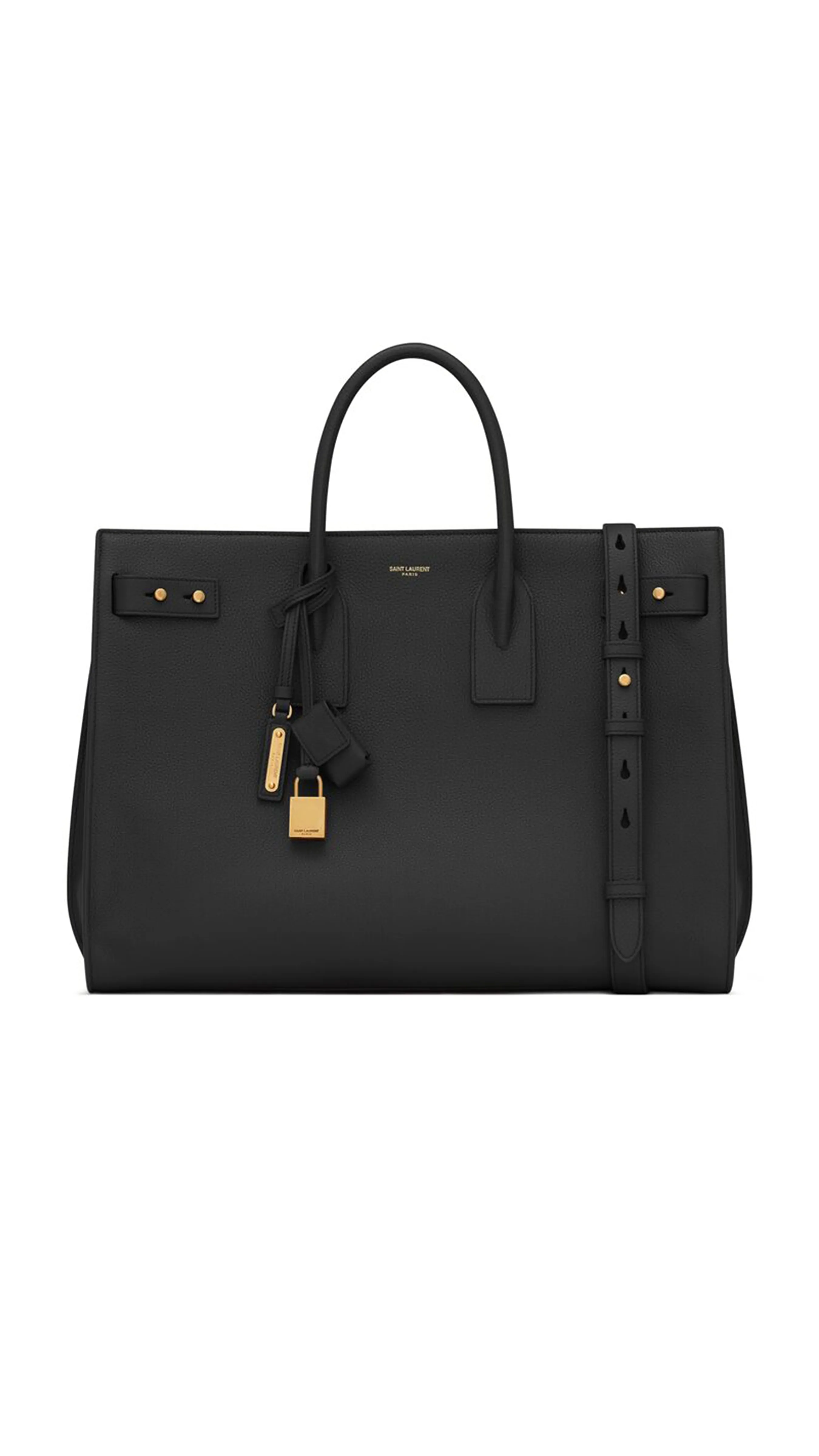 Thin Sac De Jour Large Bag in Grained Leather - Black