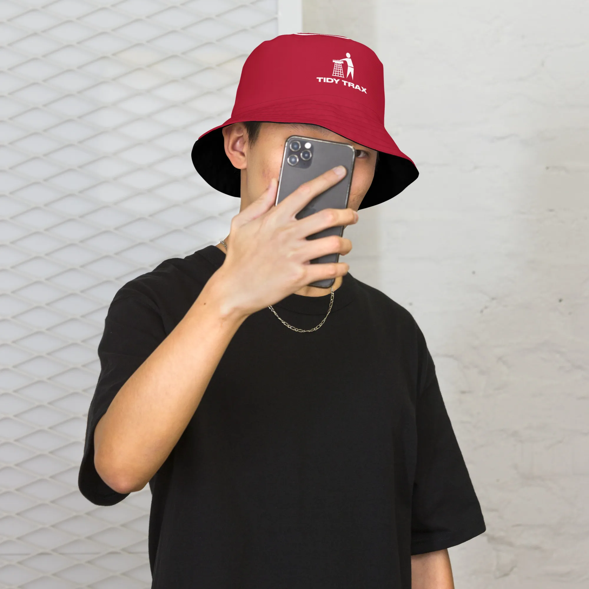 Tidy Red & White Reversible Bucket Hat