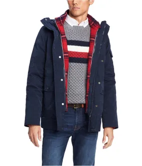 Tommy Hilfiger Mens Hooded Plaid Jacket