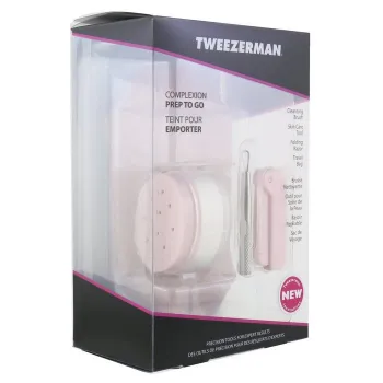 Tweezerman Complexion Prep To Go Set: Cleansing Brush + Skin Care Tool + Folding Razor + Travel Bag 3pcs + 1 Bag -6%