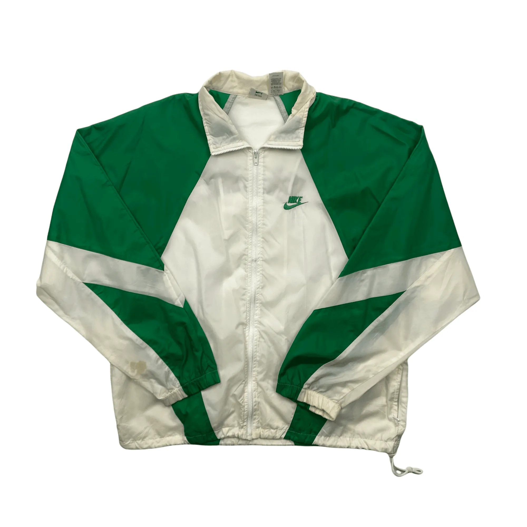 Vintage 80s Green + White Nike Miami USA Spell-Out Windbreaker Jacket - Large