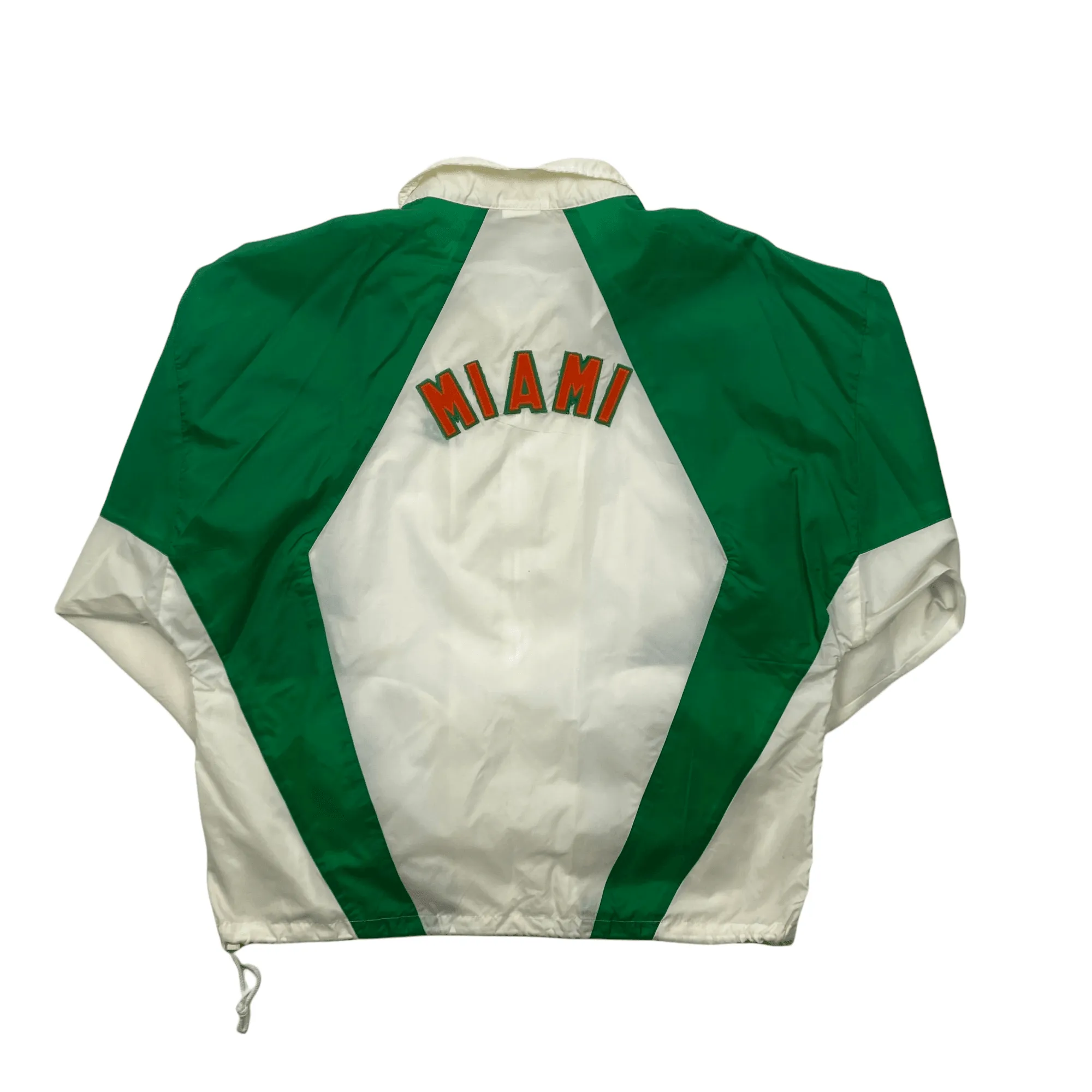 Vintage 80s Green + White Nike Miami USA Spell-Out Windbreaker Jacket - Large