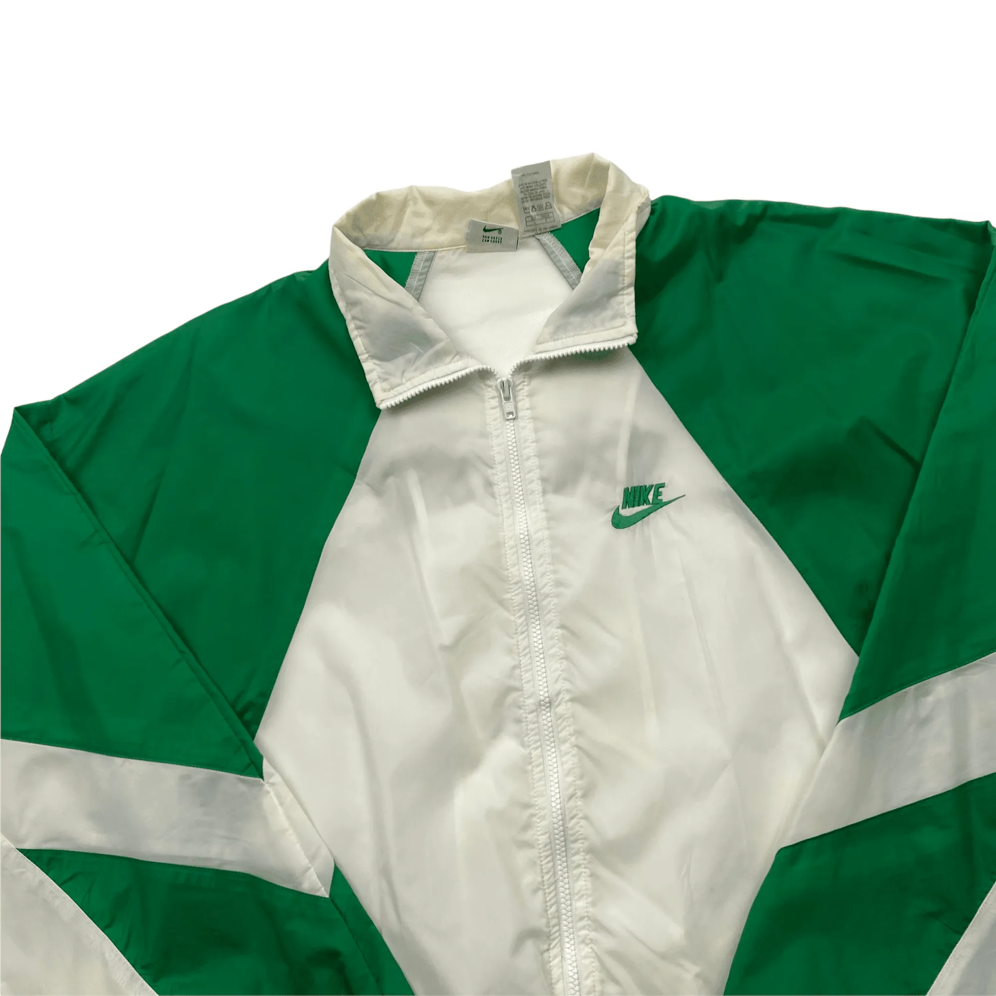 Vintage 80s Green + White Nike Miami USA Spell-Out Windbreaker Jacket - Large