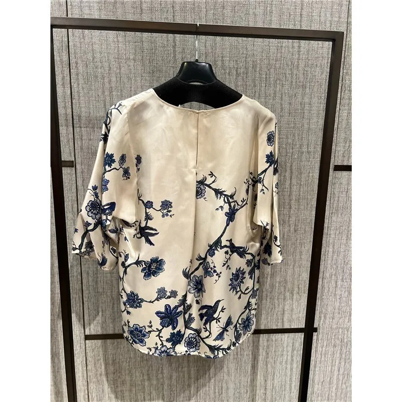 Weekend Max Mara  |Flower Patterns Silk Cropped Office Style Elegant Style